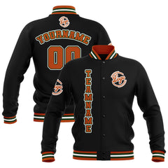 Custom Black Orange Green  Waterproof Varsity Jackets Personalized Stitched Name Number Logo to Letterman Jackets