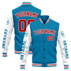 Custom Varsity Jacket Letterman Jacket For Men, Women And Youth Blue White Red