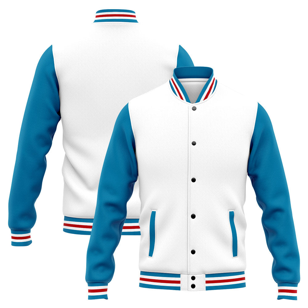 Custom Varsity Jacket Letterman Jacket For Men, Women And Youth Blue White Red