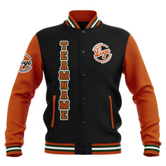 Custom Black Orange Green  Waterproof Varsity Jackets Personalized Stitched Name Number Logo to Letterman Jackets