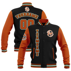 Custom Black Orange Green  Waterproof Varsity Jackets Personalized Stitched Name Number Logo to Letterman Jackets