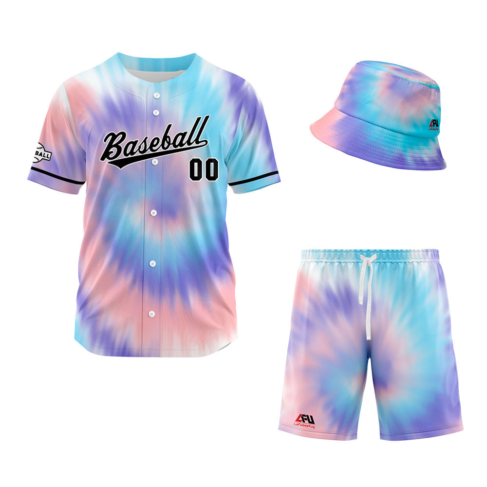 Custom Hawaiian Baseball Jersey and Shorts Set 2 Pieces Print Beach Suit with adults and kid for Bucket Hats