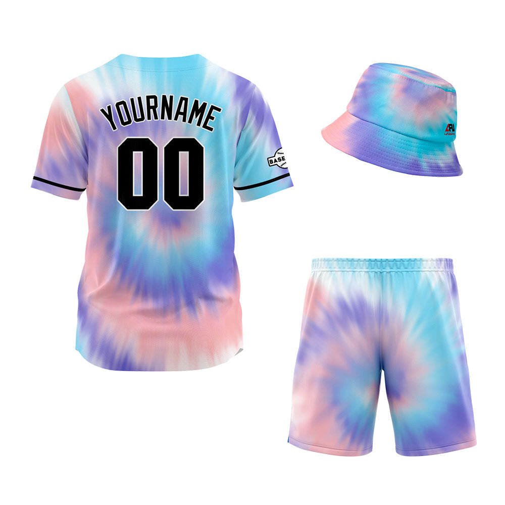 Custom Hawaiian Baseball Jersey and Shorts Set 2 Pieces Print Beach Suit with adults and kid for Bucket Hats