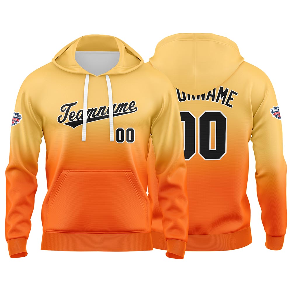 Custom Gradient Hoodie For Man Woman Girl Boy Print Your Logo Name Number Orange