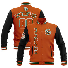 Custom Black Orange Green  Waterproof Varsity Jackets Personalized Stitched Name Number Logo to Letterman Jackets