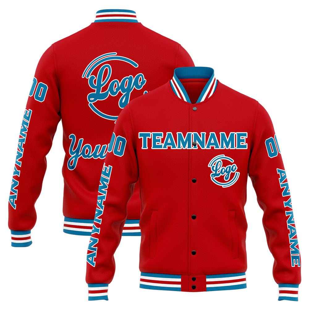 Custom Varsity Jacket Letterman Jacket For Men, Women And Youth Blue Red