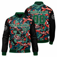 Custom Varsity Jacket Letterman Jacket For Men, Women And Youth Green Orange