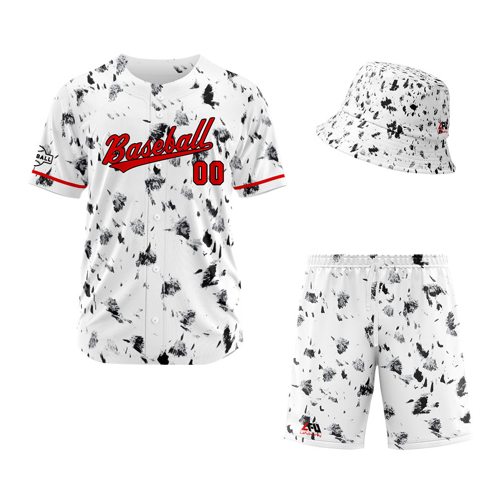 Custom Hawaiian Baseball Jersey and Shorts Set 2 Pieces Print Beach Suit with adults and kid for Bucket Hats