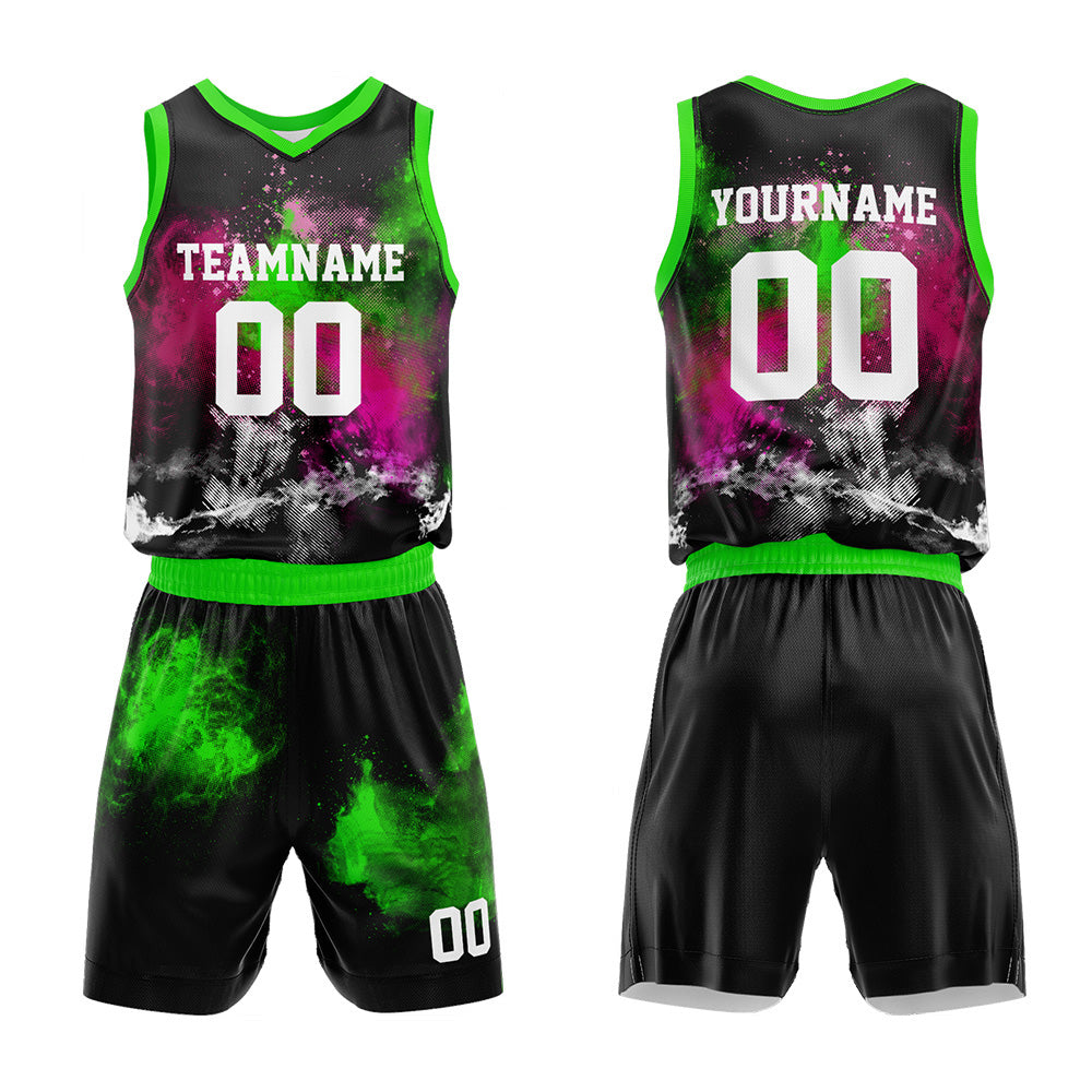 Custom Rose-Neon Green Basketball Jersey for man women uniform Suit Kids Adults Personalized Jersey