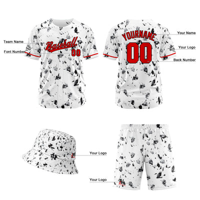 Custom Hawaiian Baseball Jersey and Shorts Set 2 Pieces Print Beach Suit with adults and kid for Bucket Hats