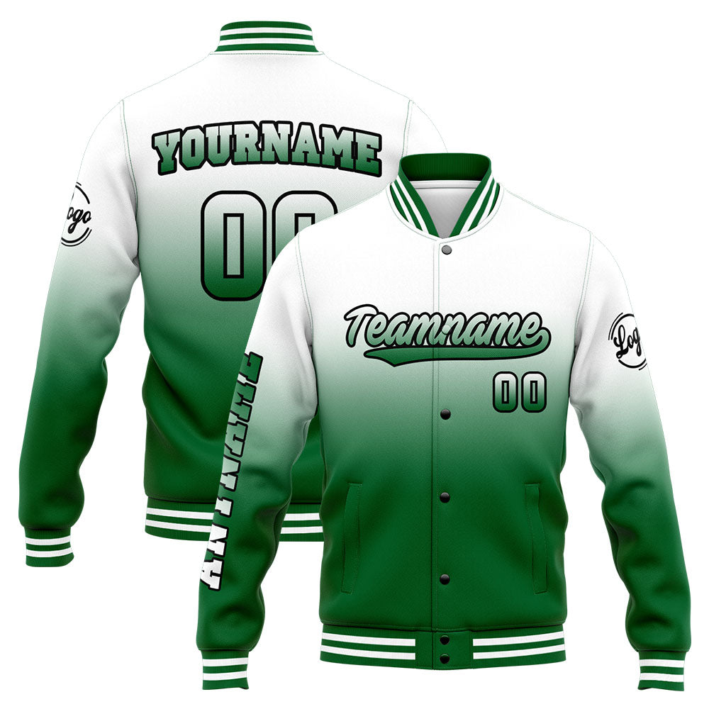 Custom Varsity Jacket Letterman Jacket For Men, Women And Youth Green White