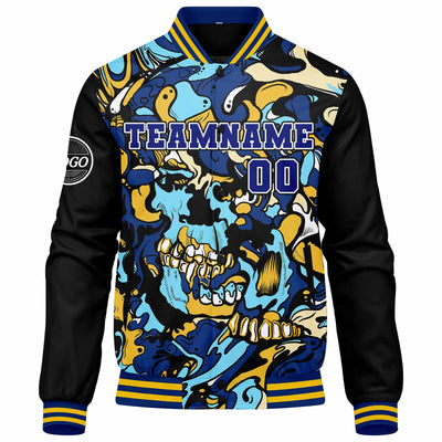Custom Varsity Jacket Letterman Jacket For Men, Women And Youth Royal Yellow