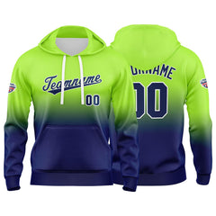 Custom Gradient Hoodie For Man Woman Girl Boy Print Your Logo Name Number Neon Green Navy