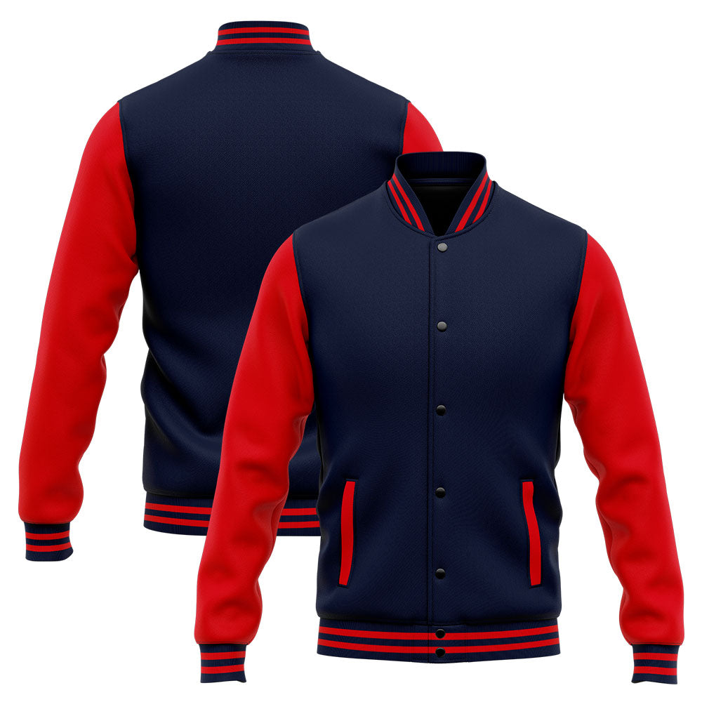 Custom Varsity Jacket Letterman Jacket For Men, Women And Youth Navy Red