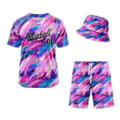 Custom Hawaiian Baseball Jersey and Shorts Set 2 Pieces Print Beach Suit with adults and kid for Bucket Hats