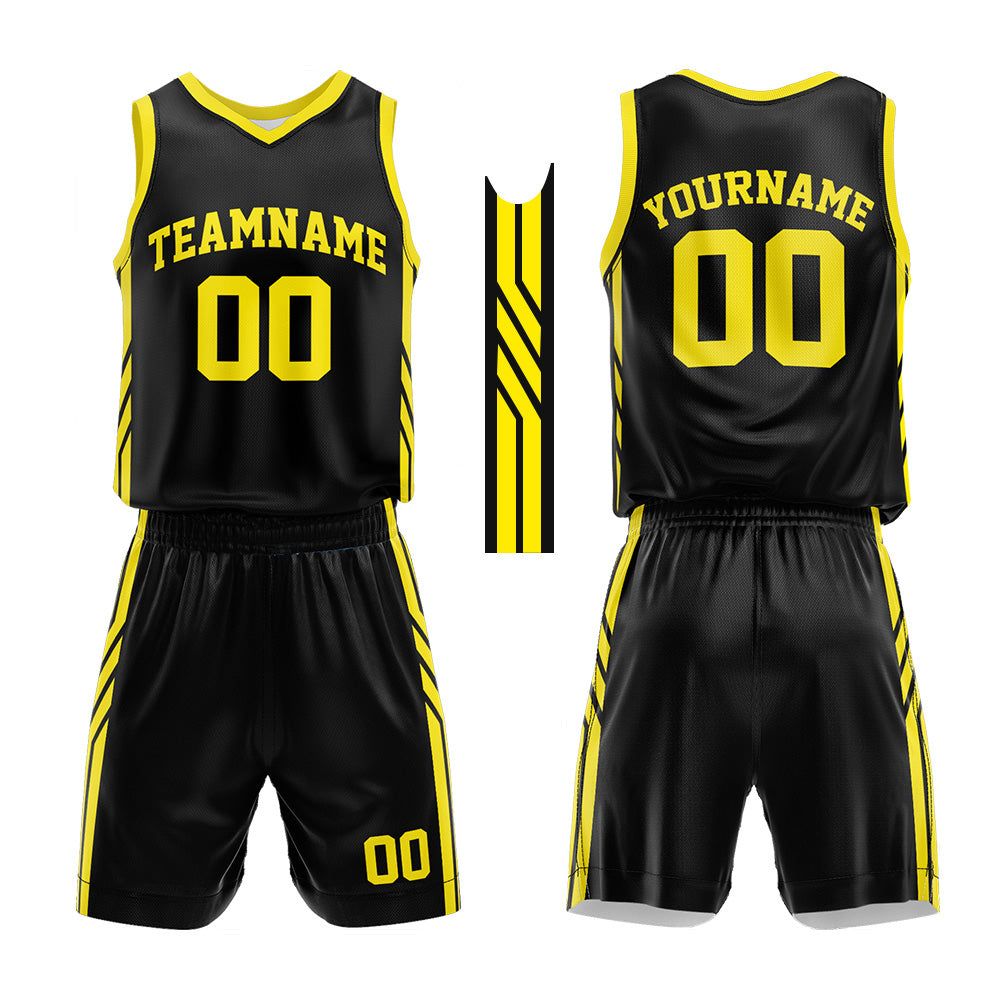 Custom Black-Yellow Basketball Jersey for man women uniform Suit Kids Adults Personalized Jersey