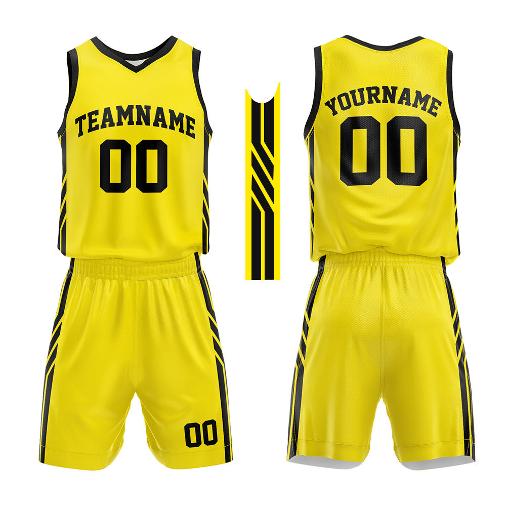 Custom Yellow-Black Basketball Jersey for man women uniform Suit Kids Adults Personalized Jersey