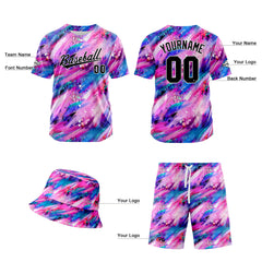 Custom Hawaiian Baseball Jersey and Shorts Set 2 Pieces Print Beach Suit with adults and kid for Bucket Hats