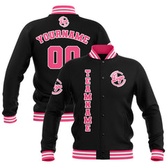 Custom Black Pink White  Waterproof Varsity Jackets Personalized Stitched Name Number Logo to Letterman Jackets