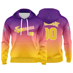 Custom Sweatshirt Hoodie For Man Woman Girl Boy Print Your Logo Name Number Purple Yellow