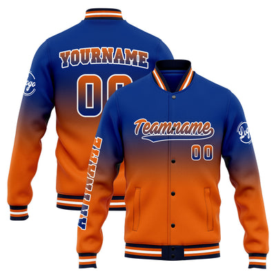 Custom Varsity Jacket Letterman Jacket For Men, Women And Youth Royal&Orange