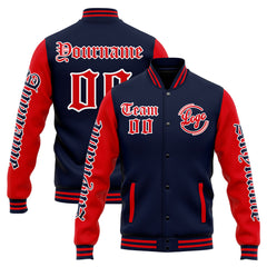 Custom Varsity Jacket Letterman Jacket For Men, Women And Youth Navy Red