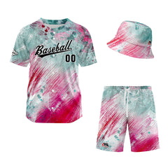 Custom Hawaiian Baseball Jersey and Shorts Set 2 Pieces Print Beach Suit with adults and kid for Bucket Hats