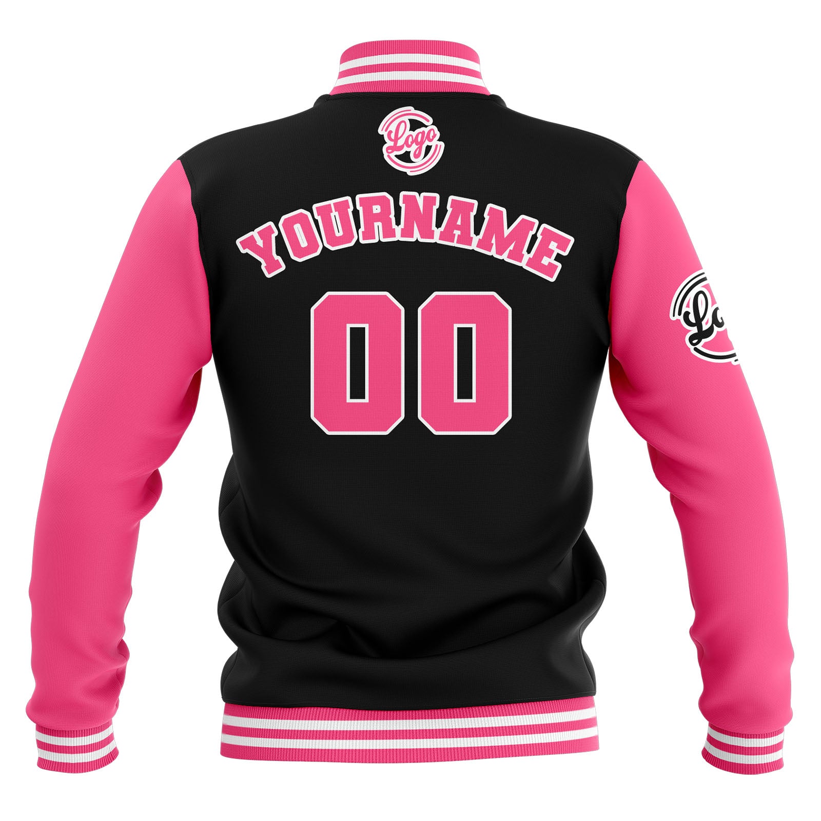 Custom Black Pink White  Waterproof Varsity Jackets Personalized Stitched Name Number Logo to Letterman Jackets