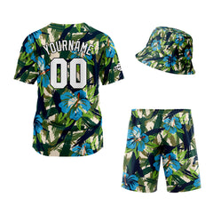 Custom Hawaiian Baseball Jersey and Shorts Set 2 Pieces Print Beach Suit with adults and kid for Bucket Hats