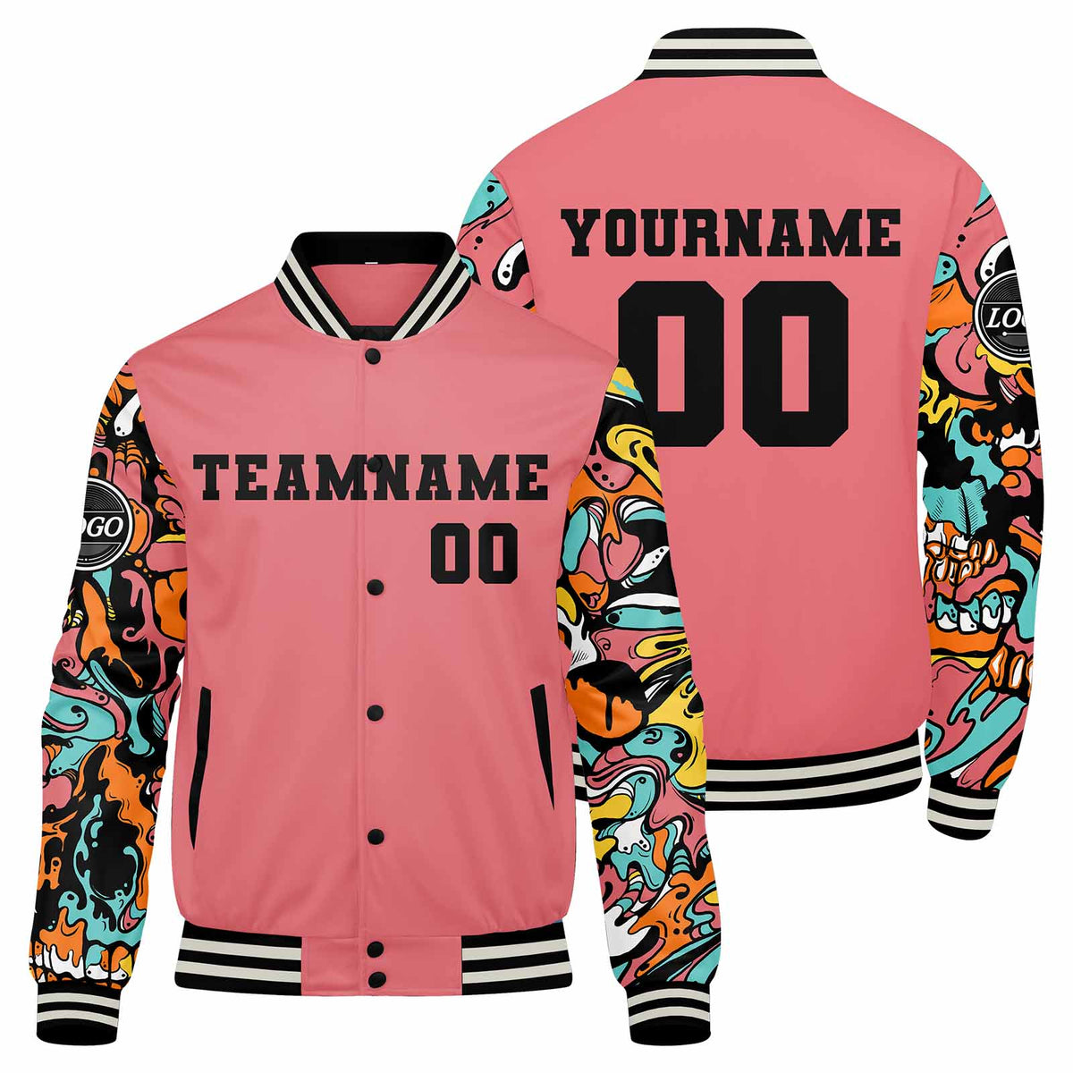 Custom Varsity Jacket Letterman Jacket For Men, Women And Youth Pink