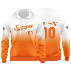 Custom Gradient Hoodie For Man Woman Girl Boy Print Your Logo Name Number White Orange