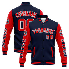 Custom Varsity Jacket Letterman Jacket For Men, Women And Youth Navy Red