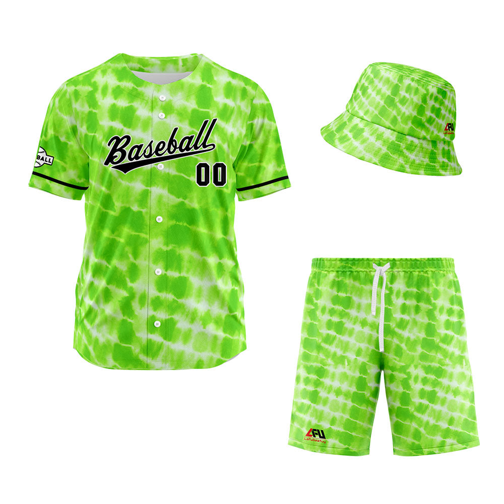 Custom Hawaiian Baseball Jersey and Shorts Set 2 Pieces Print Beach Suit with adults and kid for Bucket Hats