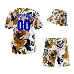 Custom Hawaiian Baseball Jersey and Shorts Set 2 Pieces Print Beach Suit with adults and kid for Bucket Hats