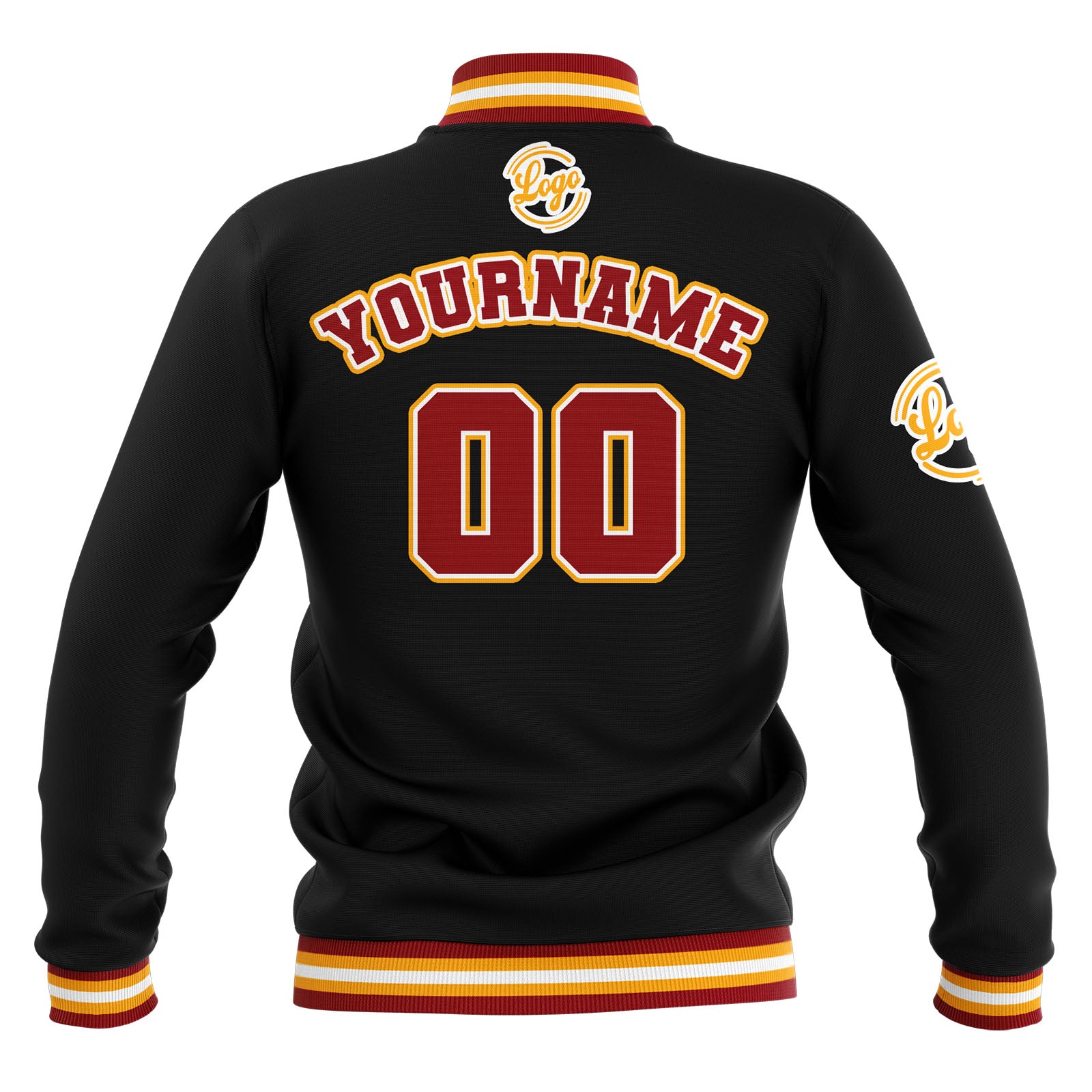 Custom Black Red Yellow  Waterproof Varsity Jackets Personalized Stitched Name Number Logo to Letterman Jackets