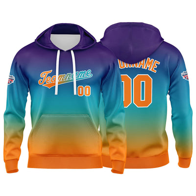 Custom Sweatshirt Hoodie For Man Woman Girl Boy Print Your Logo Name Number Pale Blue Orange