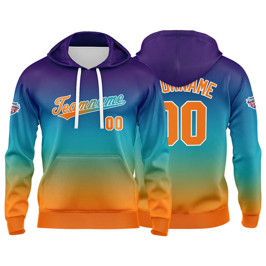 Custom Sweatshirt Hoodie For Man Woman Girl Boy Print Your Logo Name Number Pale Blue Orange