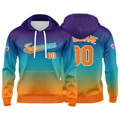 Custom Sweatshirt Hoodie For Man Woman Girl Boy Print Your Logo Name Number Pale Blue Orange