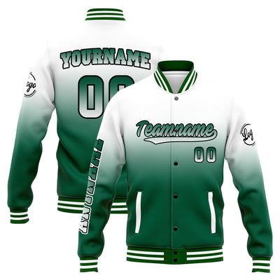 Custom Varsity Jacket Letterman Jacket For Men, Women And Youth White&Green