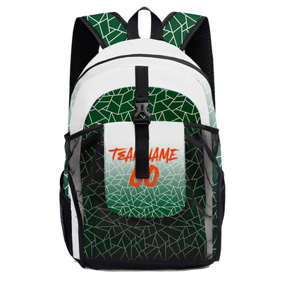 Customize Green White Backpacks Featuring Personalized Names, Numbers and Logos
