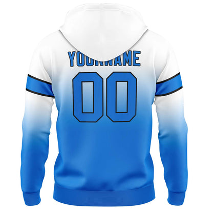 Custom Gradient Hoodie For Man Woman Girl Boy Print Your Logo Name Number White Blue