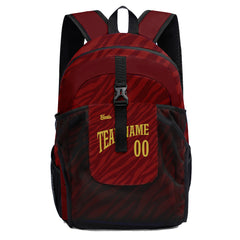 Customize Red Gold Sports Backpacks Featuring Personalized Names, Numbers and Logos