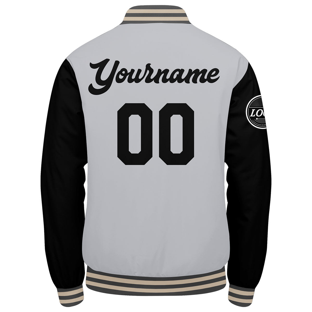 Custom Varsity Jacket Letterman Jacket For Men, Women And Youth Grey Black Cream