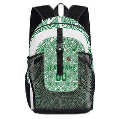 Customize Green White Backpacks Featuring Personalized Names, Numbers and Logos