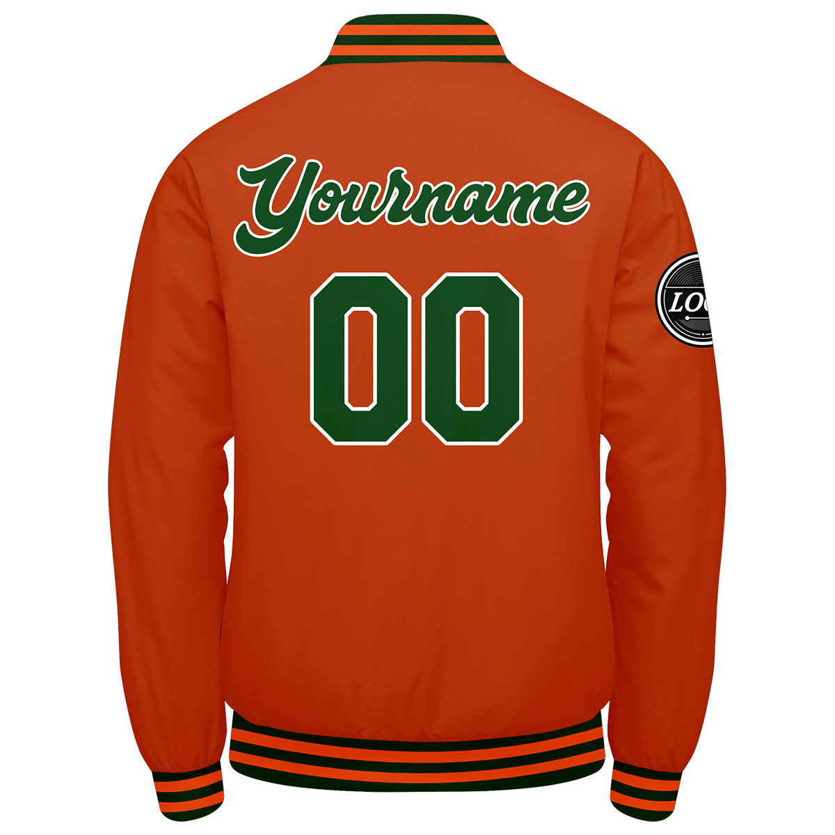 Custom Varsity Jacket Letterman Jacket For Men, Women And Youth Dark Green Orange