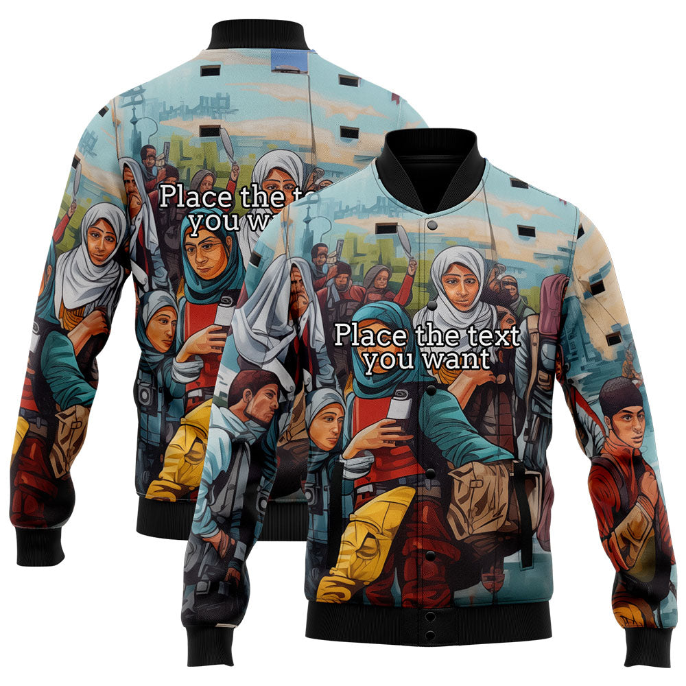 Custom Graffiti Pattern Scratch 3D Bomber Varsity Lefferman Jacket