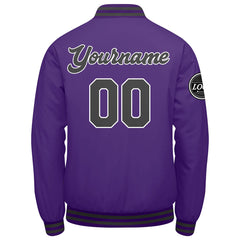 Custom Varsity Jacket Letterman Jacket For Men, Women And Youth Purple Grey