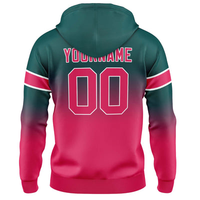 Custom Gradient Hoodie For Man Woman Girl Boy Print Your Logo Name Number Dark Green Pink