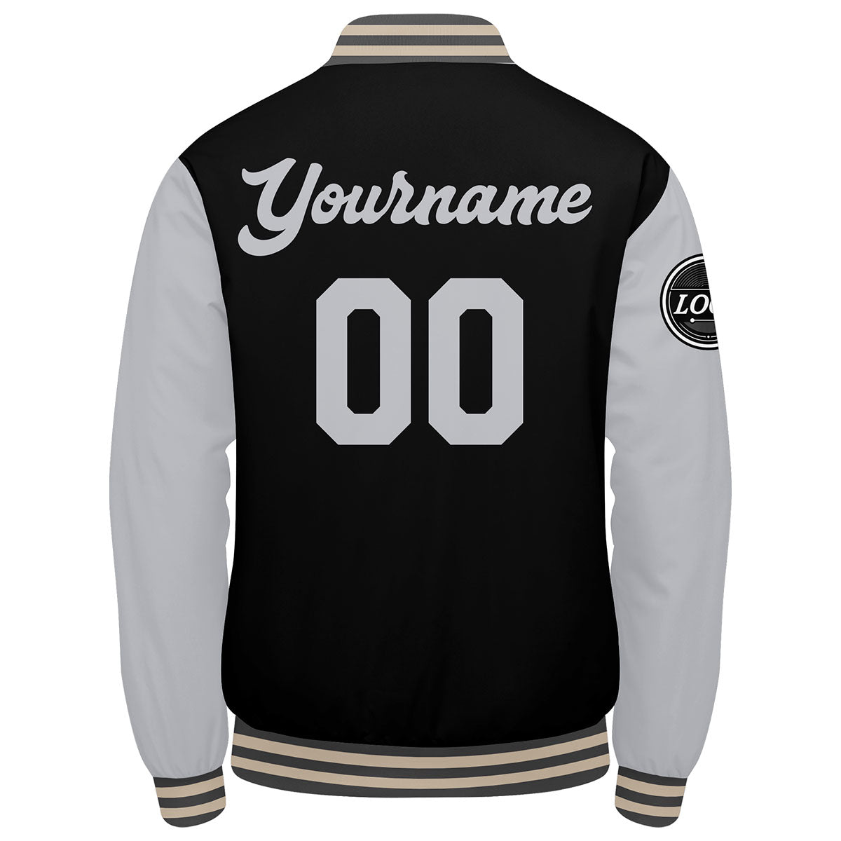 Custom Varsity Jacket Letterman Jacket For Men, Women And Youth Grey Black Cream