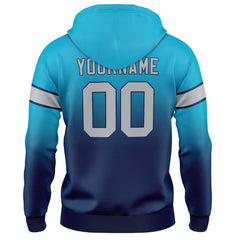 Custom Gradient Hoodie For Man Woman Girl Boy Print Your Logo Name Number Aqua Dark Blue